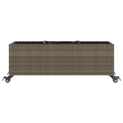 Jardinières et roulettes 2 pcs gris 107x32x38 cm résine tressée 