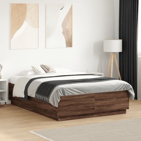 Cadre de lit sans matelas chêne marron 140x190 cm 