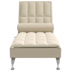 Chaise longue de massage avec traversin crème tissu 