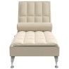 Chaise longue de massage avec traversin crème tissu 