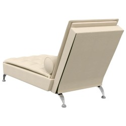 Chaise longue de massage avec traversin crème tissu 