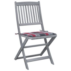 Chaises pliables d'extérieur lot de 2 et coussins Bois d'acacia 