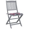 Chaises pliables d'extérieur lot de 2 et coussins Bois d'acacia 