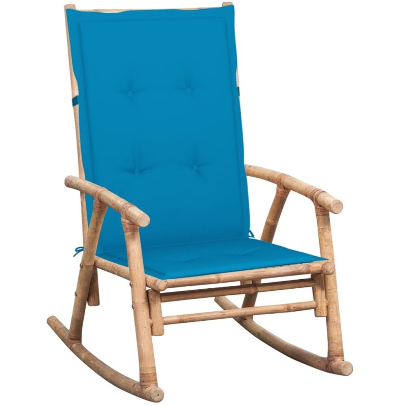 Chaise à bascule avec coussin Bambou 