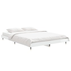Cadre de lit sans matelas blanc brillant 135x190 cm 
