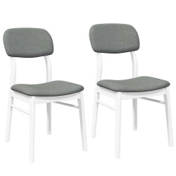Chaises à manger coussins 2 pcs blanc bois massif caoutchouc 