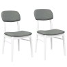 Chaises à manger coussins 2 pcs blanc bois massif caoutchouc 