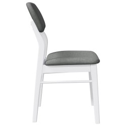 Chaises à manger coussins 2 pcs blanc bois massif caoutchouc 