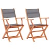 Chaises pliables de jardin lot de 2 Gris Eucalyptus textilène 