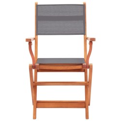 Chaises pliables de jardin lot de 2 Gris Eucalyptus textilène 