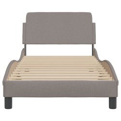 Cadre de lit avec tête de lit sans matelas taupe 90x200cm tissu 