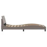 Cadre de lit avec tête de lit sans matelas taupe 90x200cm tissu 