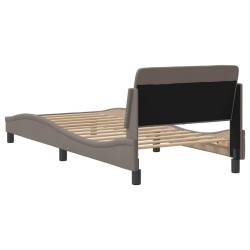 Cadre de lit avec tête de lit sans matelas taupe 90x200cm tissu 