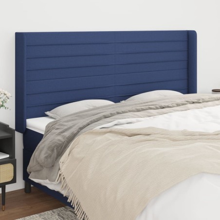 Tête de lit avec oreilles Bleu 183x16x118/128 cm Tissu 