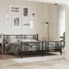 Cadre de lit métal sans matelas avec pied de lit noir 200x200cm 