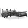 Cadre de lit métal sans matelas avec pied de lit noir 200x200cm 