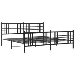 Cadre de lit métal sans matelas avec pied de lit noir 200x200cm 