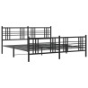Cadre de lit métal sans matelas avec pied de lit noir 200x200cm 