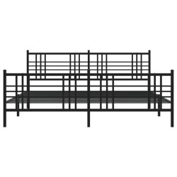 Cadre de lit métal sans matelas avec pied de lit noir 200x200cm 