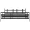 Cadre de lit métal sans matelas avec pied de lit noir 200x200cm 
