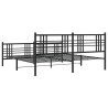 Cadre de lit métal sans matelas avec pied de lit noir 200x200cm 