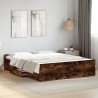 Cadre de lit avec tiroirs sans matelas chêne fumé 150x200 cm 