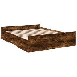 Cadre de lit avec tiroirs sans matelas chêne fumé 150x200 cm 