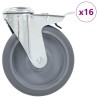 16 pcs Roulettes pivotantes à trou de boulon 125 mm 