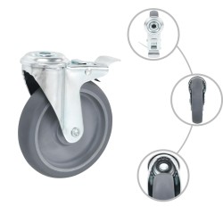 16 pcs Roulettes pivotantes à trou de boulon 125 mm 