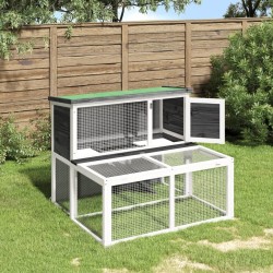 Clapier gris 102x90x84,5 cm bois de pin massif 