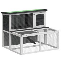 Clapier gris 102x90x84,5 cm bois de pin massif 