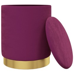 Tabouret de rangement rond Violet Velours 