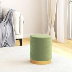 Tabouret de rangement rond Vert moutarde Velours 