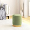 Tabouret de rangement rond Vert moutarde Velours 