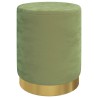 Tabouret de rangement rond Vert moutarde Velours 