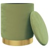 Tabouret de rangement rond Vert moutarde Velours 