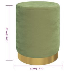 Tabouret de rangement rond Vert moutarde Velours 