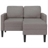 Canapé 2 places avec méridienne en L taupe 125 cm tissu 