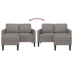 Canapé 2 places avec méridienne en L taupe 125 cm tissu 
