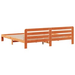 Cadre de lit sans matelas cire marron 200x200cm bois pin massif 