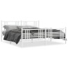 Cadre de lit métal sans matelas et pied de lit blanc 200x200 cm 
