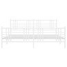 Cadre de lit métal sans matelas et pied de lit blanc 200x200 cm 