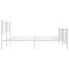 Cadre de lit métal sans matelas et pied de lit blanc 200x200 cm 