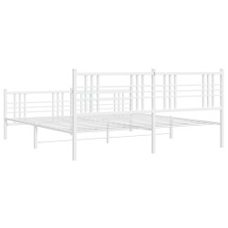 Cadre de lit métal sans matelas et pied de lit blanc 200x200 cm 