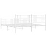 Cadre de lit métal sans matelas et pied de lit blanc 200x200 cm 