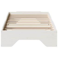 Cadre de lit sans matelas empilable blanc 100x200cm bois massif 