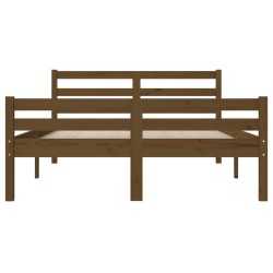 Cadre de lit sans matelas marron miel bois massif 140x190 cm 