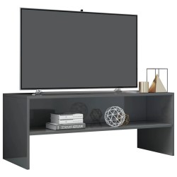 Meuble TV Gris brillant 100x40x40 cm Bois d’ingénierie 