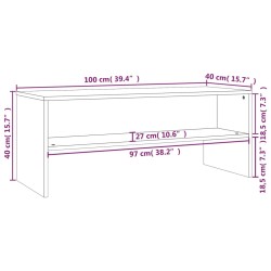 Meuble TV Gris brillant 100x40x40 cm Bois d’ingénierie 