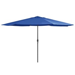 Parasol de jardin avec mât en métal 390 cm bleu azuré 